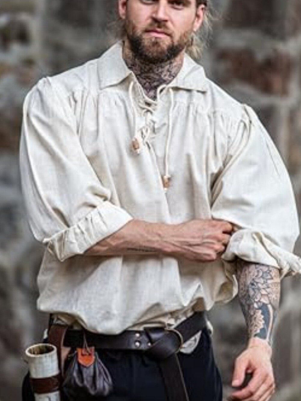 Fire Fox XXL Medieval Darcy Cream Lace-Up Peasant Top Ren Fest